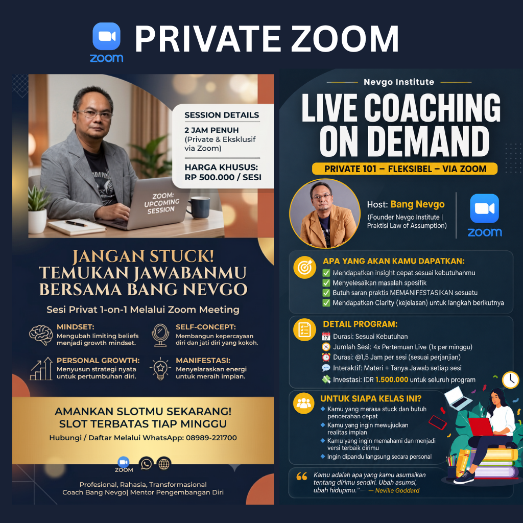 Private Zoom — Live Coaching On Demand Bersama Bang Nevgo